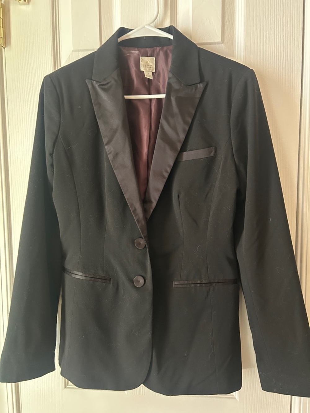 Lauren Conrad Black Women's Blazer Jacket - Satin Trim